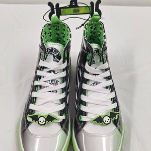 Beetlejuice High-Top Sneakers with Green and Black Design